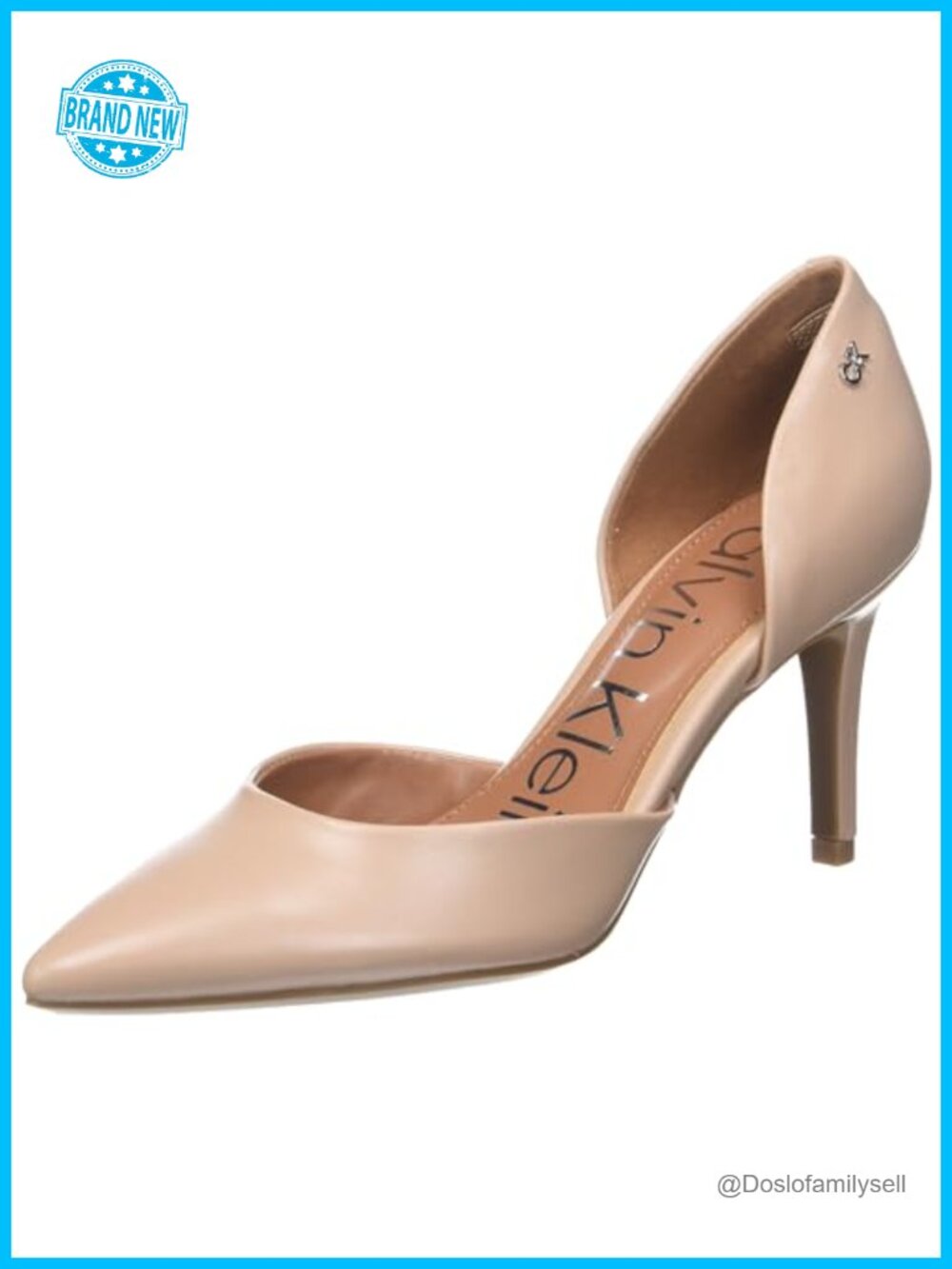 Calvin Klein Gloria Block Heel Pointed Toe Slip On Pump